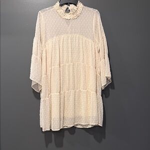 Cream Ruffled Tiered Dress